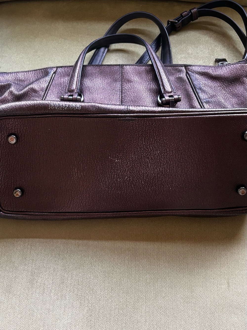 Coach Metallic Brown Pebbled Leather Satchel - Picture 2 of 12